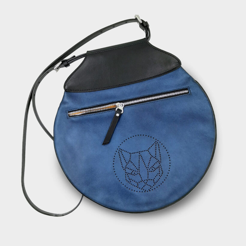 Bolso de piel bandolera azul