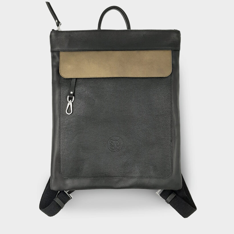 mochila piel negra gold