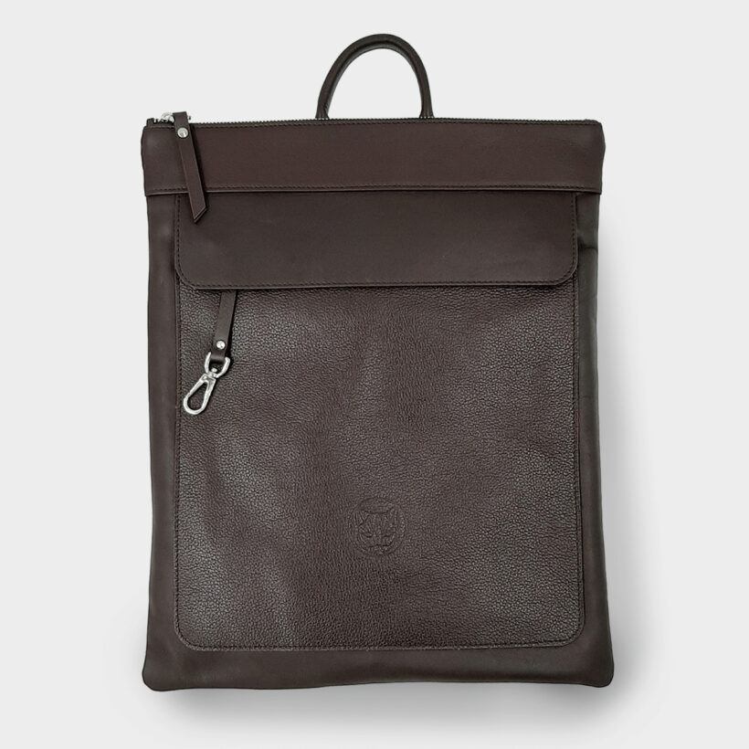 mochila piel marrón