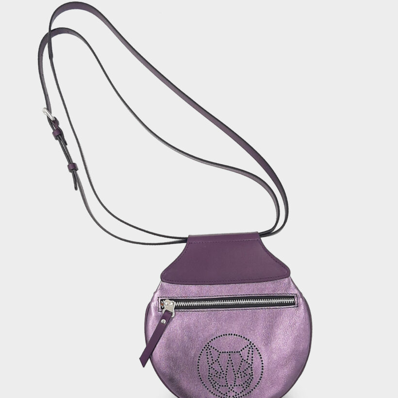 bolso piel bandolera silver violeta