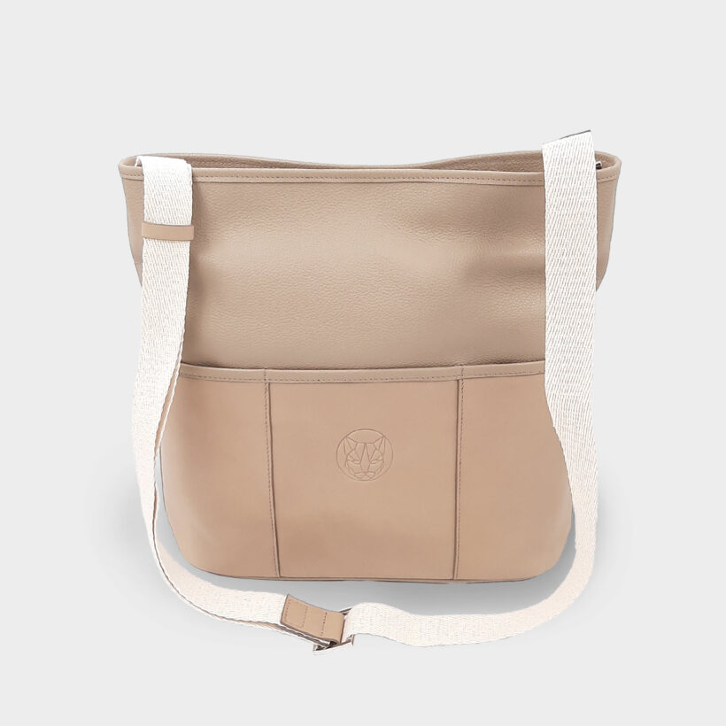 Bolso de piel con cremallera beige ZOE