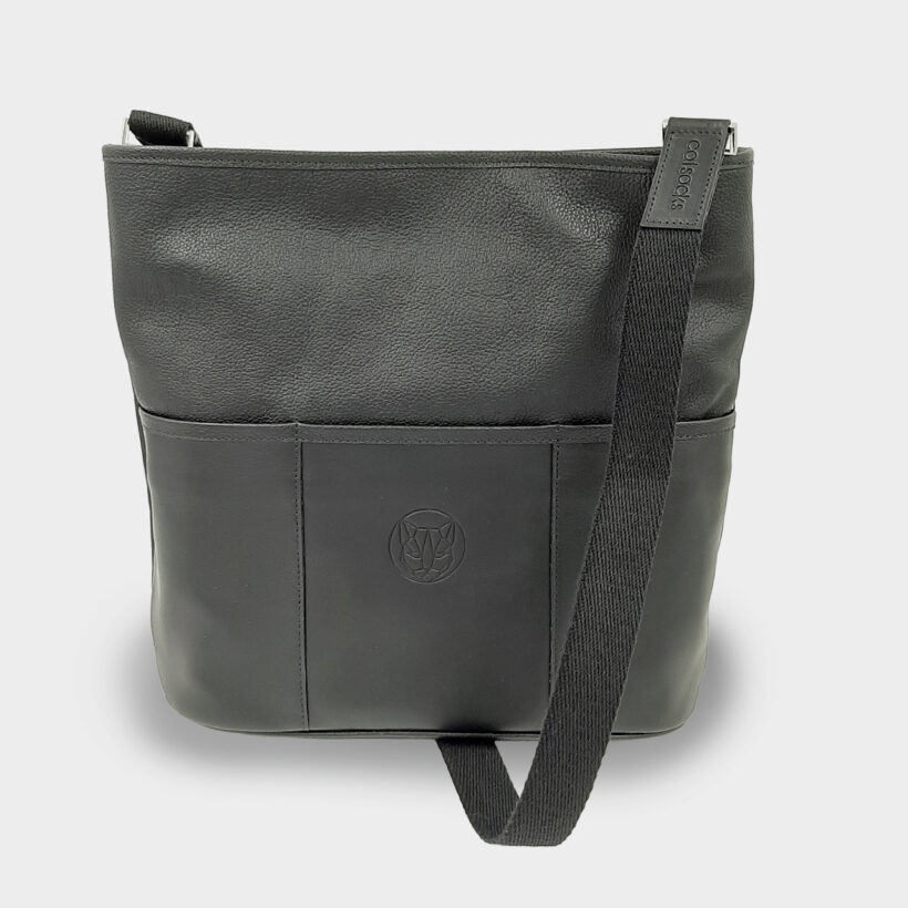 Bolso de piel con cremallera negro ZOE